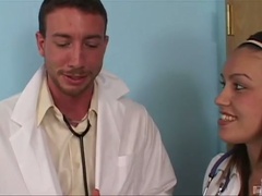 Hot blonde teen gets tits and bawdy cleft rubbed by doctor