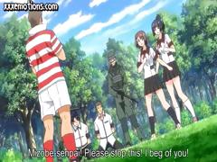 Busty, young Hentai girls receive gang banged by the soccer team